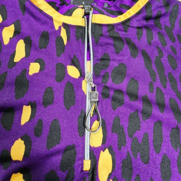 Jamie Sadock Womens Size S Quarter Zip Golf Top Purple black Animal Print - Picture 2 of 7